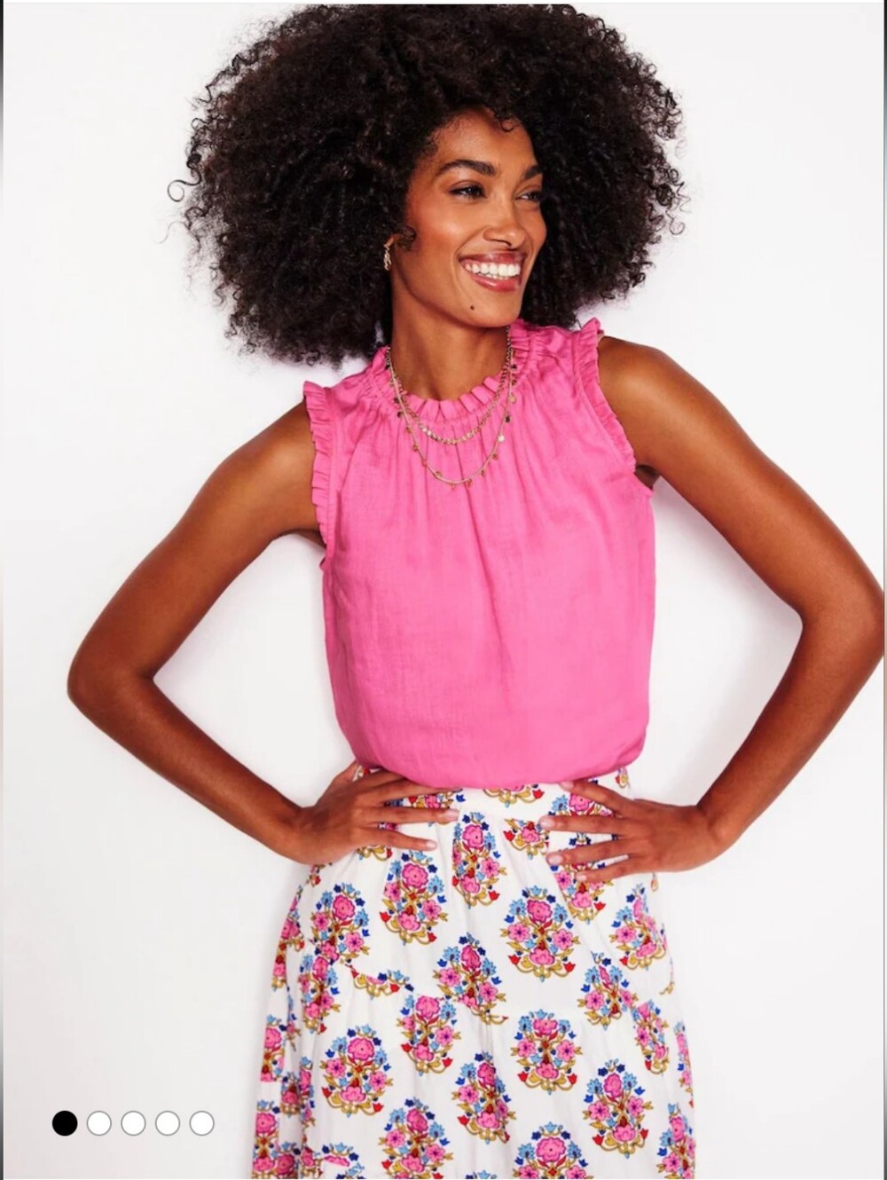 Boden Pink Sophie Ruffle Top 100% Linen